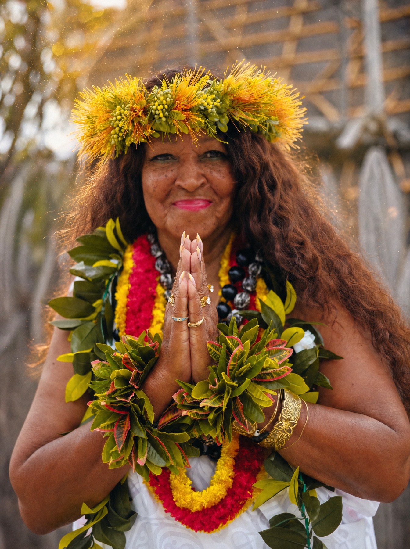 Kahu Kāhealani in prayer, welcoming you home